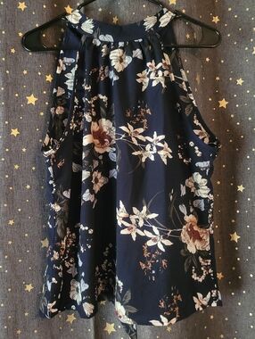 Unknown Brand | Navy Floral Halter Tank Top Large